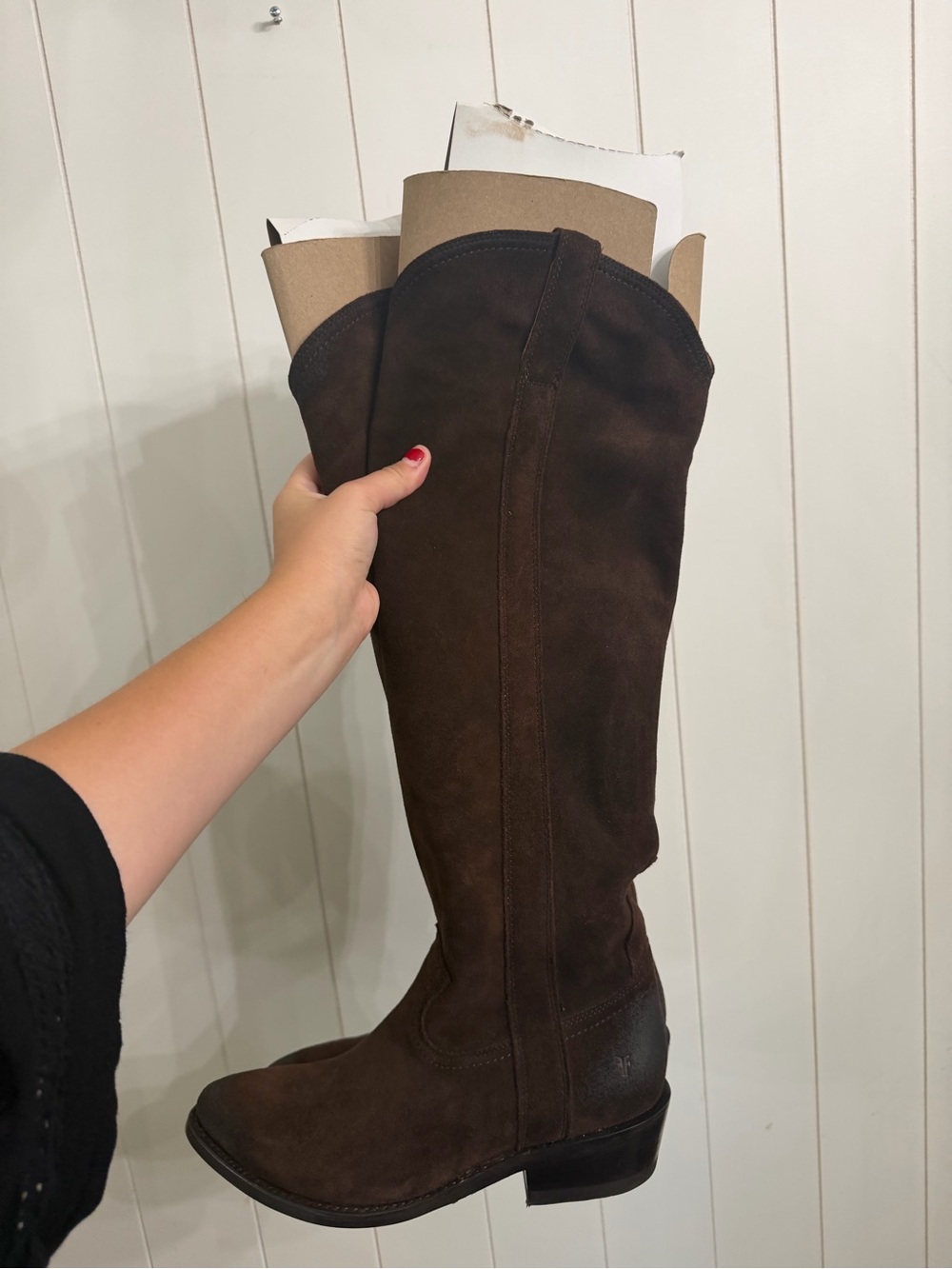Frye x Anthropologie Tall Billy Brown Suede knee high Boots
